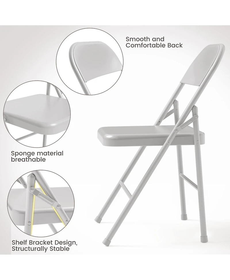 5-Piece Folding Dining Set with 4 Pu Upholstered Chairs Space-Saving Metal Frame for Kitchen Dining Room Office Camping