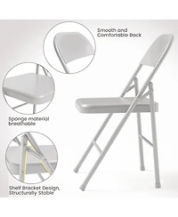 5-Piece Folding Dining Set with 4 Pu Upholstered Chairs Space-Saving Metal Frame for Kitchen Dining Room Office Camping