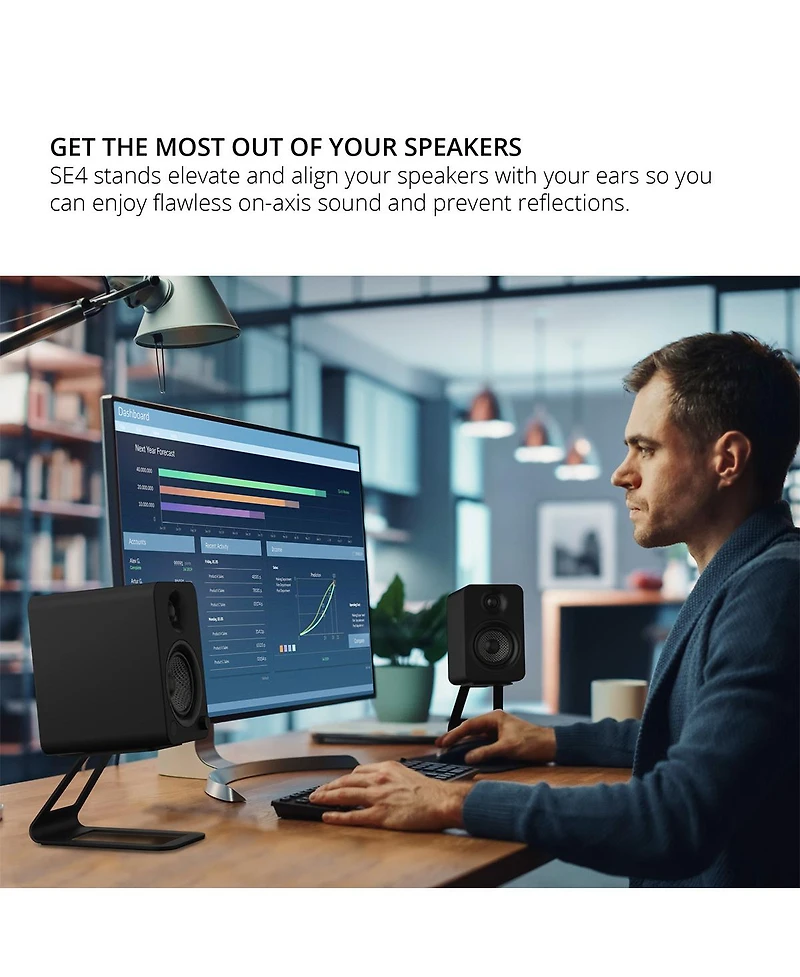 Kanto Elevated Desktop Speaker Stands for Midsize Speakers - Pair