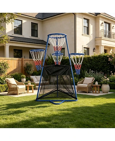 Compact Kids Basketball Hoop Stand Toy Ages 3+, Adjustable Indoor Outdoor Basketball Set with Backboard, Backyard Play, Black