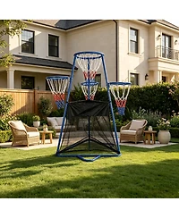 Compact Kids Basketball Hoop Stand Toy Ages 3+, Adjustable Indoor Outdoor Basketball Set with Backboard, Backyard Play, Black