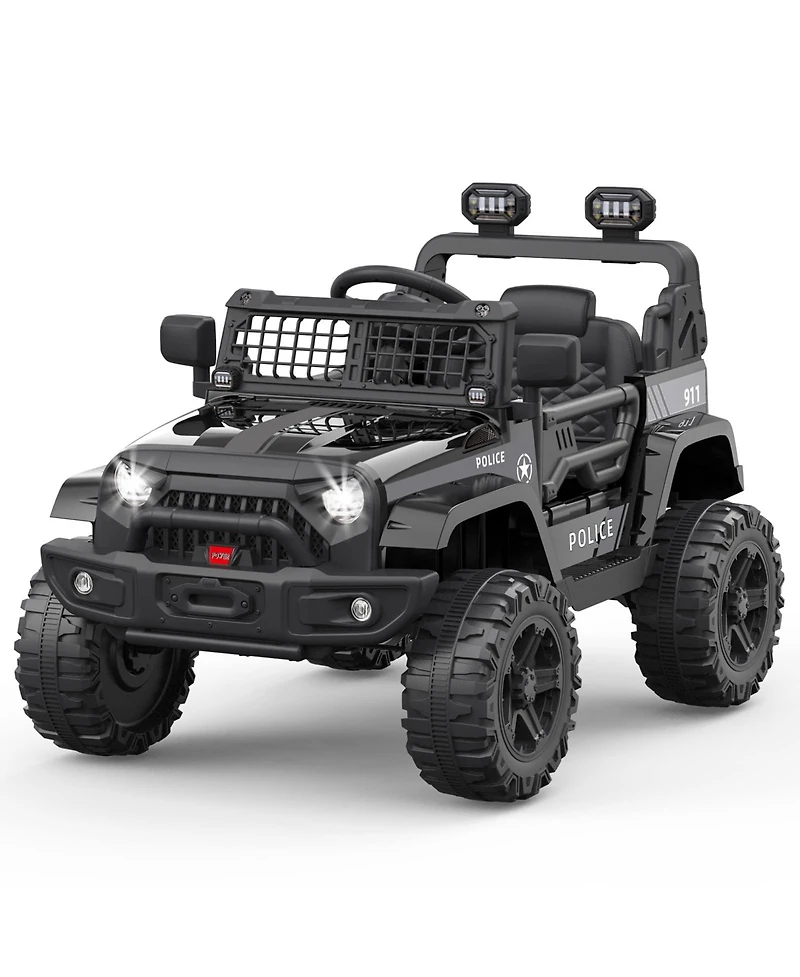 12V Electric Ride-On Car for Kids, Remote Control, Suspension, Led Lights, 2 Speeds, Battery Powered Toy Vehicle for Ages 3-8