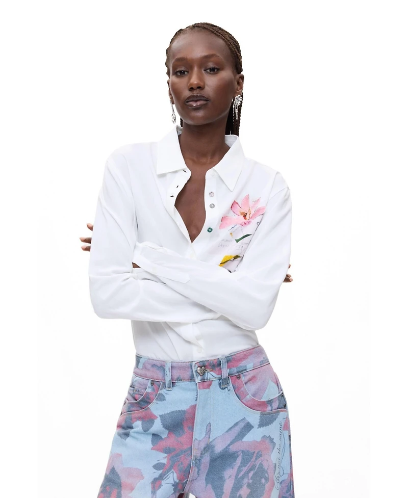 Desigual Women's Printed Wide Leg Jeans