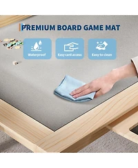 Game Table for 4-6 Players with Removable Table Top, 2-in-1 Dining and Board Game Poker Table with Detachable Cup Holders, Play Mat, Hidden Storage