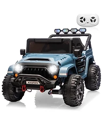 Double Seat 24V Kids Ride On Suv Toy Ages 3-8, 4WD Battery Powered Electric Car with Remote, Outdoor Driving, Light Blue