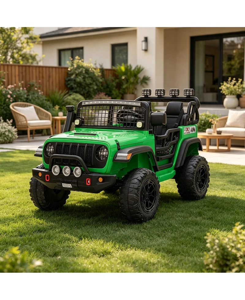 44.7x31.5x28.5 Inch 24V Electric Ride On Truck for Kids, 2-Seater Suv with Remote Control and 4WD, Outdoor Toy for Boys Girls, Green, Ages 3-6