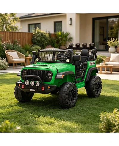 44.7x31.5x28.5 Inch 24V Electric Ride On Truck for Kids, 2-Seater Suv with Remote Control and 4WD, Outdoor Toy for Boys Girls, Green, Ages 3-6