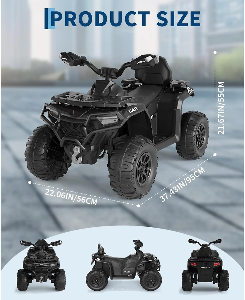 33.5x18.1x22 Inch 12V Electric Atv for Kids Ride On, 4 Wheeler with Remote Control Dual Drive, Outdoor Toy for Boys Girls, Purple, Ages 3-6