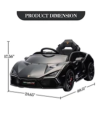 12V Licensed Lamborghini Ride On Car, Battery Powered Electric Toy, Dual 25W Motors, Remote Control, Spring Suspension, Headlights, Music, for Ages 3+