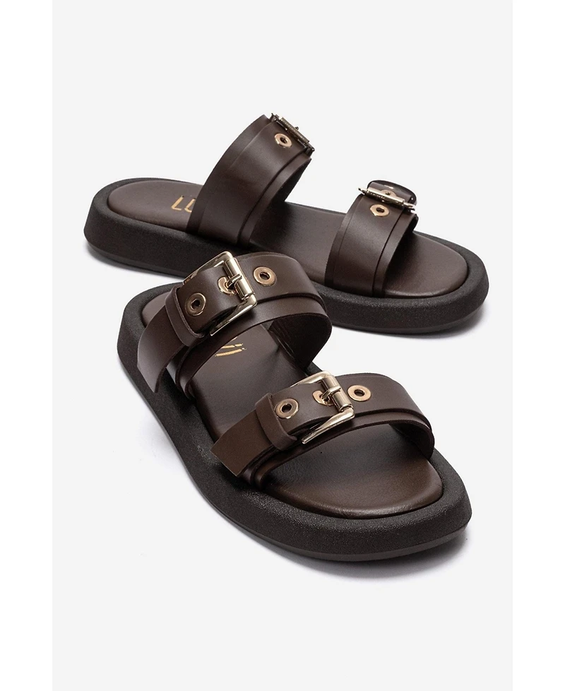 Forever and Always Shoes Women's Dorel Leather Buckle Sandal