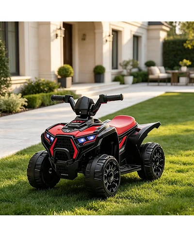 6V Kids Ride On Atv Quad Toy, Battery Powered 4-Wheel Off Road Vehicle for Outdoor Fun, Red/Pink, Ages 3-6