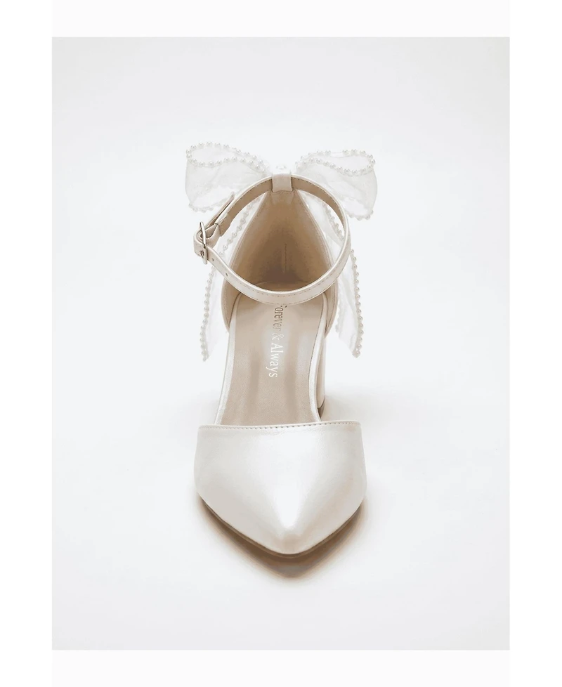 Forever and Always Shoes Women's Rosavelle Pointed Toe Block Heel Bridal Sandal