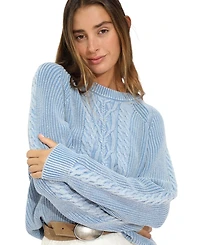 Belle & Bloom Women's and Hudson Street Cable Garment Dyed Sweater
