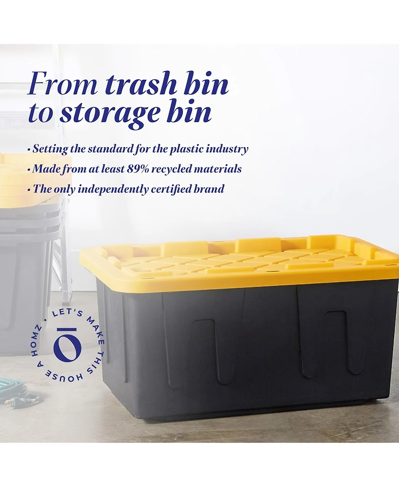Homz Durabilt Heavy Duty 27 Gallon Plastic Organizer Storage Bin Tote (2 Pack)