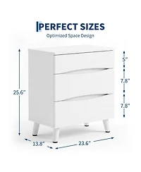 Nightstands Set of 2, Mdf Bedside Tables with 3 Storage Drawers, Compact Modern Side End Tables for Bedroom Living Room Dorm Office