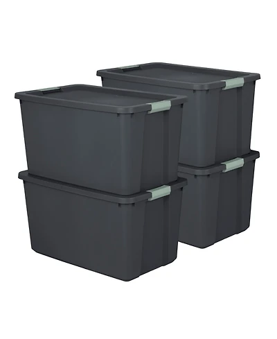 Sterilite 4 Pack 34 Gallon Latch Tote, Stackable Plastic Storage Bin Container