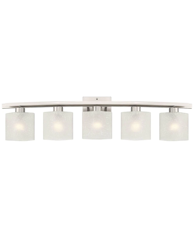 Possini Euro Design Possini Euro Linen Glass 40 1/2"W Brushed Nickel 5-Light Bath Light