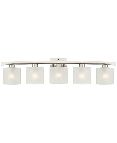Possini Euro Design Possini Euro Linen Glass 40 1/2"W Brushed Nickel 5-Light Bath Light
