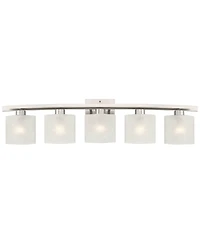 Possini Euro Design Possini Euro Linen Glass 40 1/2"W Brushed Nickel 5-Light Bath Light