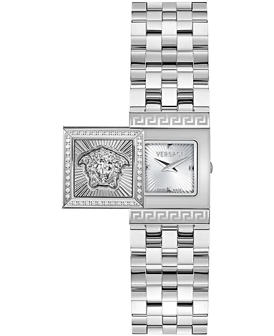 Versace Women's Reveal Precious Silver Stainless Steel Bracelet Watch 18x25mm