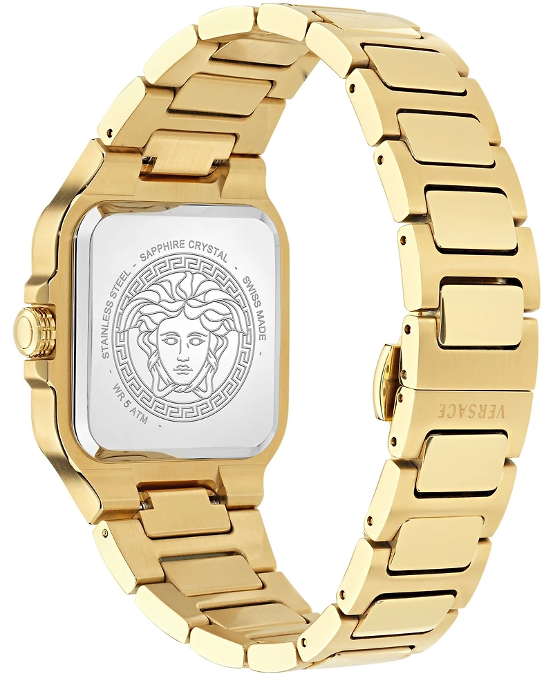 Versace Men's Greca Edge Silver Stainless Steel Bracelet Watch 38x49mm