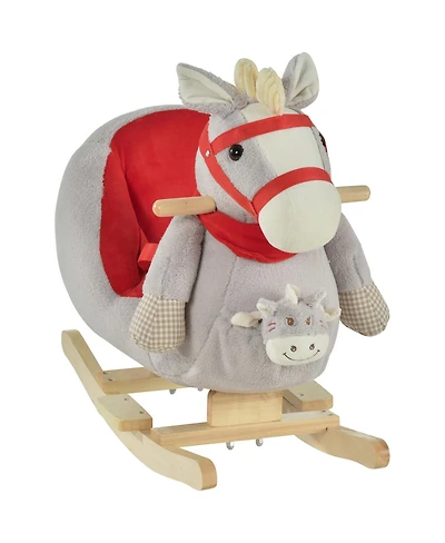 Yobtop Rocking Horse Plush Fabric Lullaby Ride-On with Hand Puppet, Ages 1+