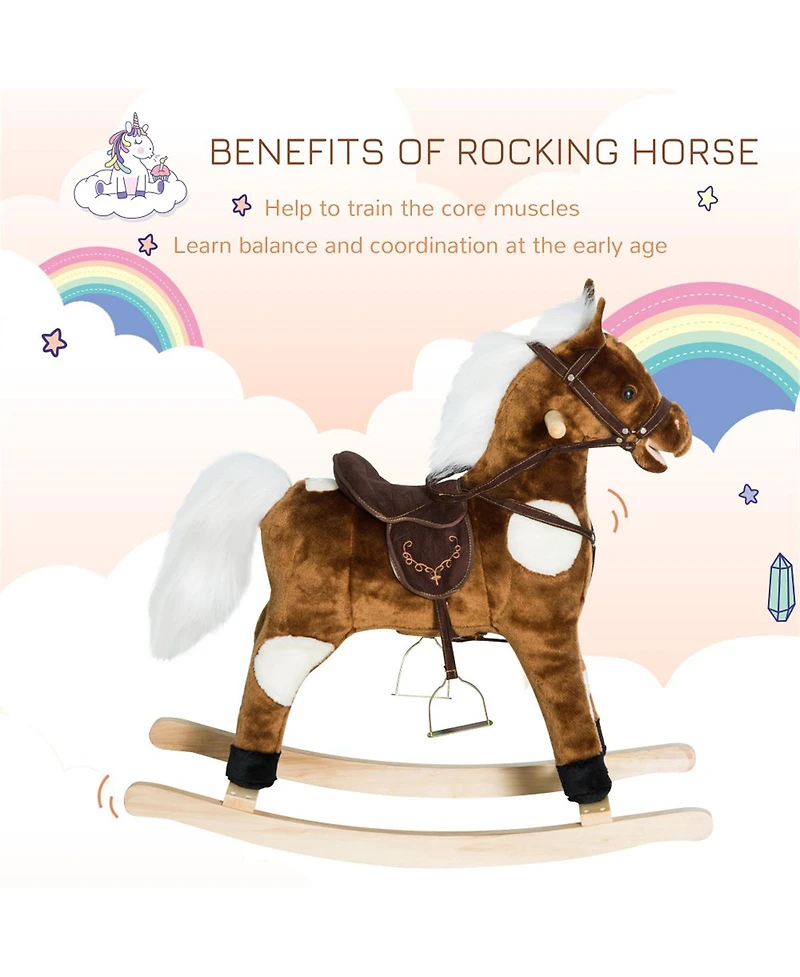 Yobtop Metal Plush Interactive Rocking Horse, 110 lb. Capacity, Ages 3+