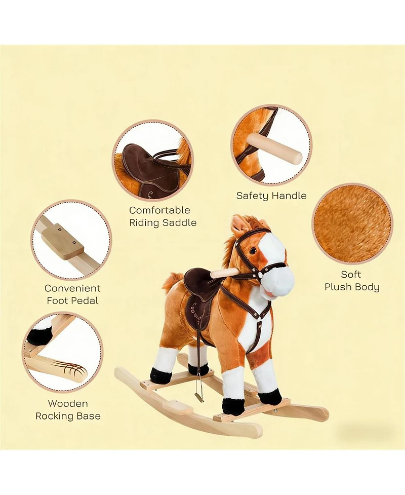 Yobtop Toddler Plush Rocking Horse with Realistic Sounds, 88 lb. Capacity, Ages 3+