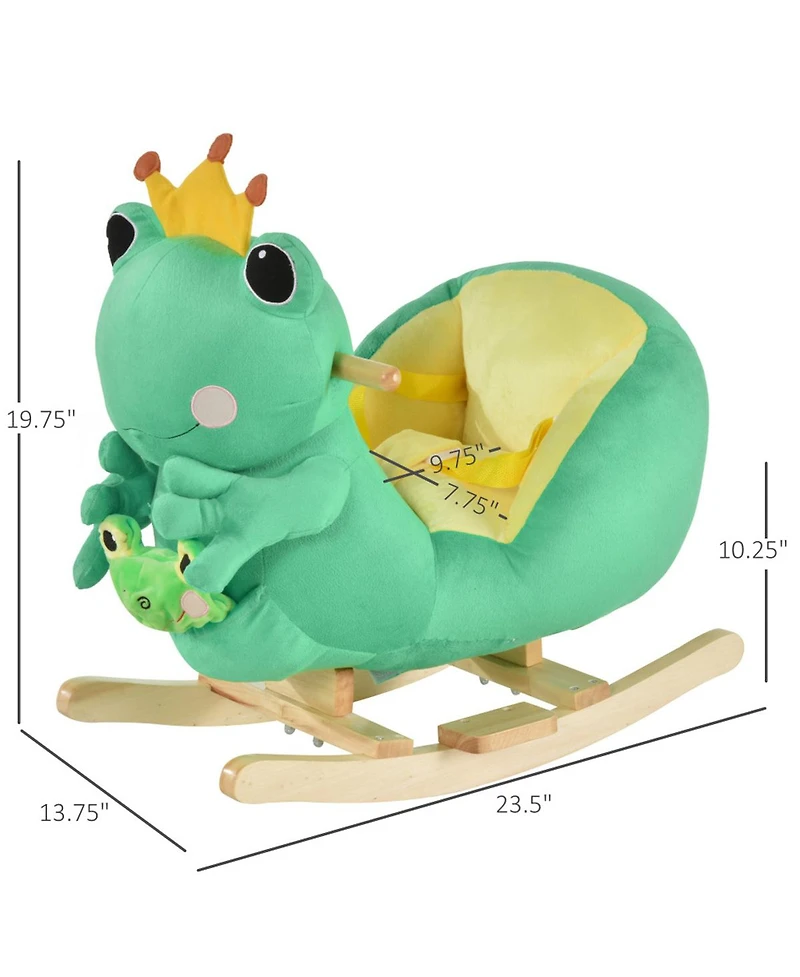 Yobtop Frog Style Rocker Soft Plush Fabric Music Rocking Horse Toy, Ages 18-36 Months