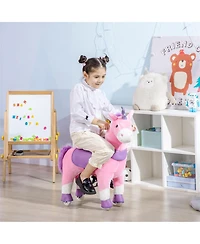 Yobtop Walking Plush Unicorn Ride-On Rocking Horse, 176 lbs Capacity, Ages 3+