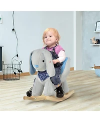 Yobtop Kids Ride-On Rocking Horse Toy Bunny Rocker with Fun Play Music, Soft Plush Fabric, Sturdy Wood Base, for Children
