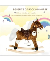 Yobtop Plush Rocking Horse with Tail Wagging and Music Toy, 110-Lb Capacity, Ages 3+