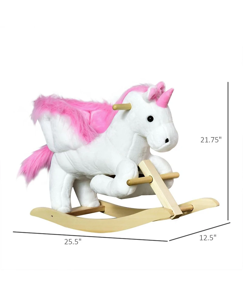 Yobtop Plush Swan Rocking Horse - Wooden Plush Ride-on Toy with Lullaby Song,Easy-Grip Handles and Footrests,Reinforced Steel Frame