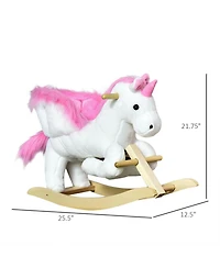 Yobtop Plush Swan Rocking Horse - Wooden Plush Ride-on Toy with Lullaby Song,Easy-Grip Handles and Footrests,Reinforced Steel Frame