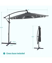 Sonkuki 10feet Patio Offset Led Umbrella Outdoor Hanging Umbrellas with Solar Lights and Angle Adjustment