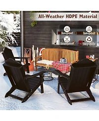 Gymax 2PCS Patio Folding Adirondack Chair Weather Resistant Cup Holder Yard