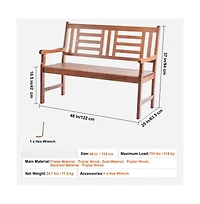 Slickblue Wood Patio Bench with Backrest Outdoor Seating for Garden and Porch