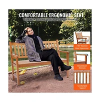 Slickblue 50in Outdoor Wooden Bench with Armrests for Garden Yard and Park