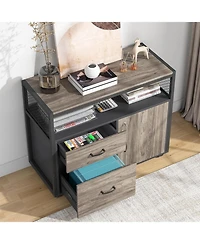 Tribesigns 55" L-Shaped Desk with Mobile File Cabinet