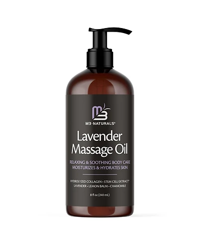 M3 Lavender Massage Oil with Collagen and Stem Cells Fast-Absorbing Body Oil for Massage 8 Fluid Ounce
