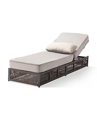 Pocassy Outdoor Reclining Chaise Lounge with 5inc Thick Cushion, All-Weather Wicker Patio Chair Pillow