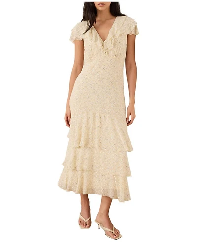 Mint Velvet Women's Ruffle Print Midi Dress