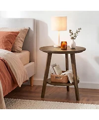 Tribesigns Round Side Table with Storage Shelf