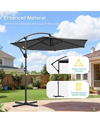 Sonkuki 10 Feet Outdoor Patio Hanging Offset Cantilever Umbrella, Umbrella with Cross Base