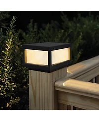 Asagikoiai 12" Square Solar Powered Outdoor Post Cap Light, Aluminum Fence Led Pier Lamp