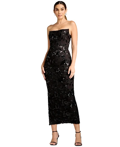 Dress the Population Women's Strapless Corset Sequin Midi