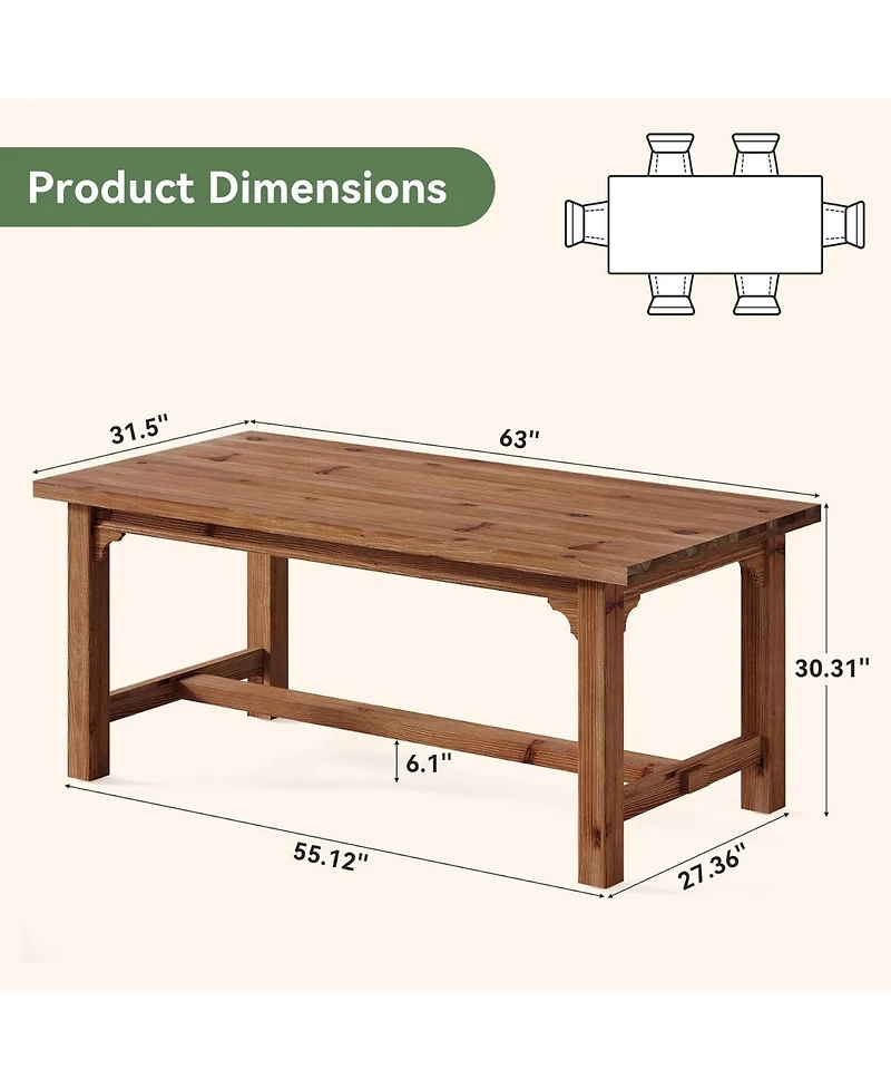 Tribesigns 63" Solid Wood Executive Desk with Foot Bar