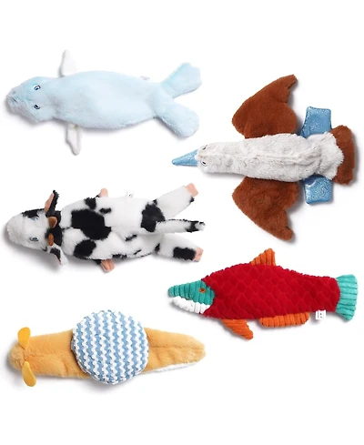 Nocciola 5 Pack Natures Call Crinkle Dog Toys, No Stuffing Plush Baby Animals with Squeaker, Tug and Fetch Toy for All Breeds and Puppies