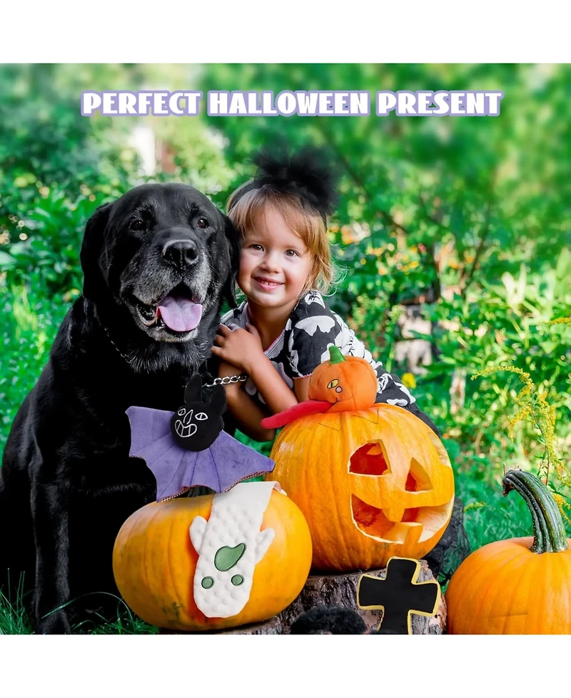 Nocciola 5 Piece Multi-Sensory Spooky Dog Toy Set | Halloween Giggle, Christmas gift,Squeaky and Crinkle Plush Toys, Small to Large Dogs