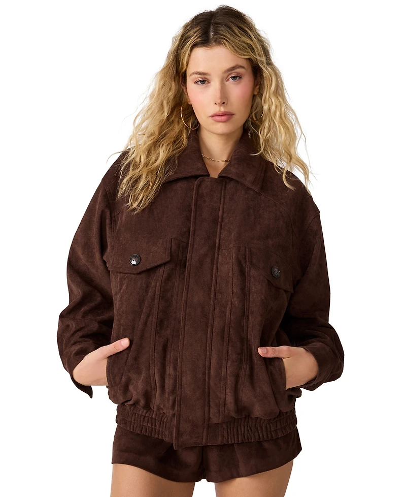 Steve Madden Women's Henson Faux-Suede Bomber Jacket